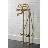Kingston Three-Handle 2-Hole Freestanding Clawfoot Tub Faucet Package with Supply Line and Stop Valve