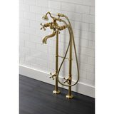 Kingston Three-Handle 2-Hole Freestanding Clawfoot Tub Faucet Package with Supply Line and Stop Valve
