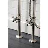 Kingston Three-Handle 2-Hole Freestanding Clawfoot Tub Faucet Package with Supply Line and Stop Valve