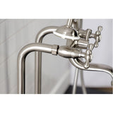 Kingston Three-Handle 2-Hole Freestanding Clawfoot Tub Faucet Package with Supply Line and Stop Valve
