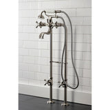 Kingston Three-Handle 2-Hole Freestanding Clawfoot Tub Faucet Package with Supply Line and Stop Valve