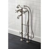 Kingston Three-Handle 2-Hole Freestanding Clawfoot Tub Faucet Package with Supply Line and Stop Valve