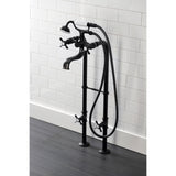 Essex Three-Handle 2-Hole Freestanding Clawfoot Tub Faucet Package with Supply Line and Stop Valve