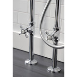Essex Three-Handle 2-Hole Freestanding Clawfoot Tub Faucet Package with Supply Line and Stop Valve
