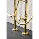 Essex Three-Handle 2-Hole Freestanding Clawfoot Tub Faucet Package with Supply Line and Stop Valve