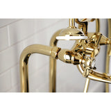 Essex Three-Handle 2-Hole Freestanding Clawfoot Tub Faucet Package with Supply Line and Stop Valve