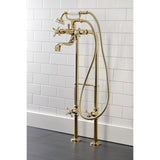 Essex Three-Handle 2-Hole Freestanding Clawfoot Tub Faucet Package with Supply Line and Stop Valve