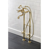 Essex Three-Handle 2-Hole Freestanding Clawfoot Tub Faucet Package with Supply Line and Stop Valve