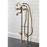 Essex Three-Handle 2-Hole Freestanding Clawfoot Tub Faucet Package with Supply Line and Stop Valve