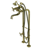 Essex Three-Handle 2-Hole Freestanding Clawfoot Tub Faucet Package with Supply Line and Stop Valve