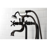 Essex Three-Handle 2-Hole Freestanding Clawfoot Tub Faucet Package with Supply Line and Stop Valve