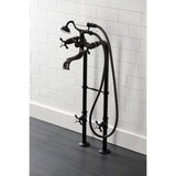 Essex Three-Handle 2-Hole Freestanding Clawfoot Tub Faucet Package with Supply Line and Stop Valve