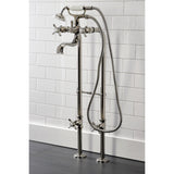 Essex Three-Handle 2-Hole Freestanding Clawfoot Tub Faucet Package with Supply Line and Stop Valve