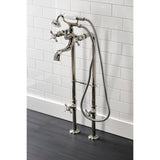 Essex Three-Handle 2-Hole Freestanding Clawfoot Tub Faucet Package with Supply Line and Stop Valve