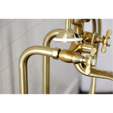 Essex Three-Handle 2-Hole Freestanding Clawfoot Tub Faucet Package with Supply Line and Stop Valve
