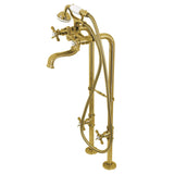 Essex Three-Handle 2-Hole Freestanding Clawfoot Tub Faucet Package with Supply Line and Stop Valve