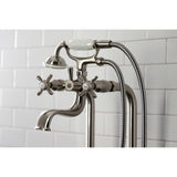 Essex Three-Handle 2-Hole Freestanding Clawfoot Tub Faucet Package with Supply Line and Stop Valve