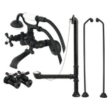 Vintage Two-Handle 2-Hole Tub Wall Mount Clawfoot Tub Faucet Package with Supply Line, Hand Shower and Tub Drain