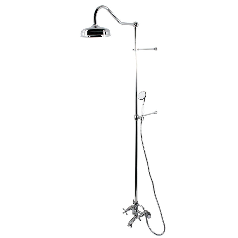 Vintage Two-Handle 2-Hole Wall Mount Clawfoot Tub Faucet Package with Shower Combo and Hand Shower