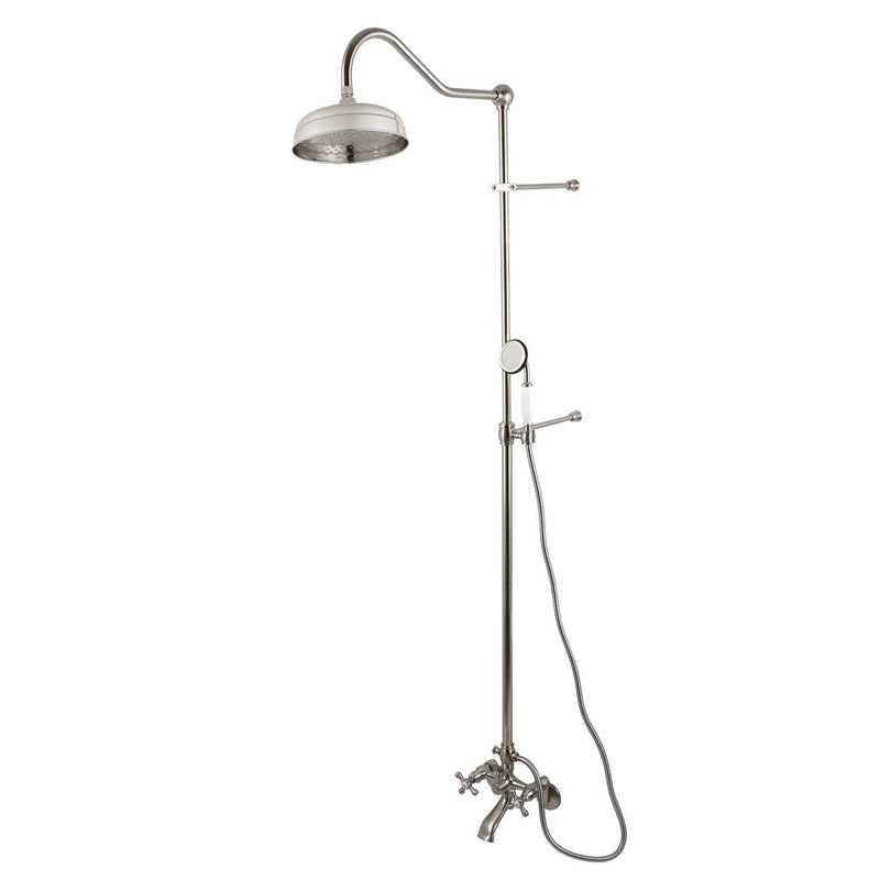 Vintage Two-Handle 2-Hole Wall Mount Clawfoot Tub Faucet Package with Shower Combo and Hand Shower