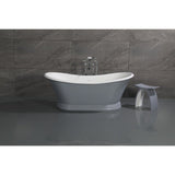 Kingston Three-Handle 2-Hole Freestanding Tub Faucet with Supply Line and Stop Valve