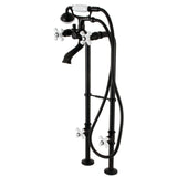 Kingston Three-Handle 2-Hole Freestanding Clawfoot Tub Faucet Package with Supply Line and Stop Valve