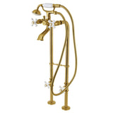 Kingston Three-Handle 2-Hole Freestanding Clawfoot Tub Faucet Package with Supply Line and Stop Valve
