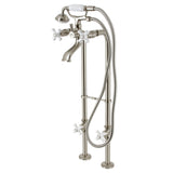 Kingston Three-Handle 2-Hole Freestanding Clawfoot Tub Faucet Package with Supply Line and Stop Valve