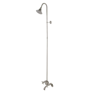 Vintage Two-Handle 2-Hole Wall Mount Clawfoot Tub Faucet Package with Shower Combo