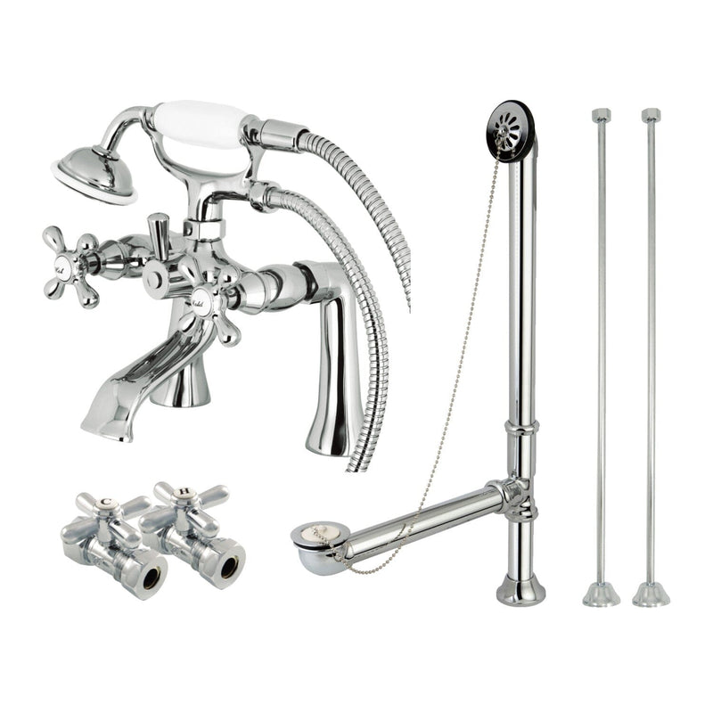 Vintage Two-Handle 2-Hole Deck Mount Clawfoot Tub Faucet Package with Hand Shower