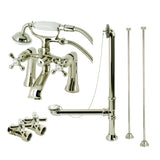 Vintage Two-Handle 2-Hole Deck Mount Clawfoot Tub Faucet Package with Hand Shower