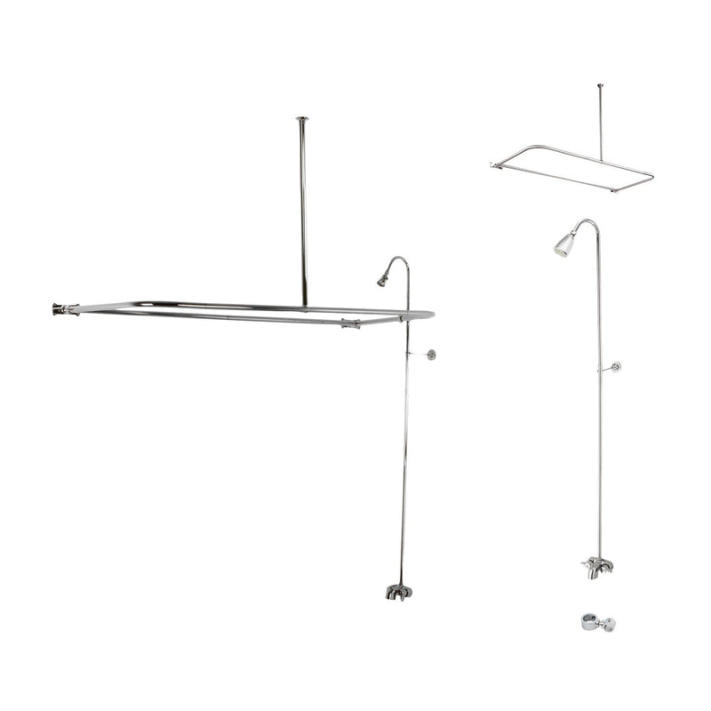 Vintage Two-Handle 2-Hole Tub Wall Mount Clawfoot Tub Faucet Package with Shower Enclosure