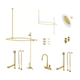 Vintage Three-Handle 2-Hole Tub Wall Mount Clawfoot Tub Faucet Package with Shower Enclosure