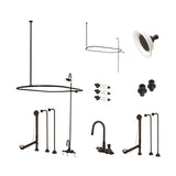 Vintage Three-Handle 2-Hole Tub Wall Mount Clawfoot Tub Faucet Package with Shower Enclosure