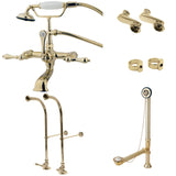 Vintage Two-Handle 2-Hole Freestanding Clawfoot Tub Faucet Package with Supply Line, Hand Shower and Tub Drain