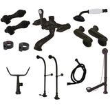 Vintage Two-Handle 2-Hole Freestanding Clawfoot Tub Faucet Package with Supply Line, Hand Shower and Tub Drain