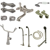 Vintage Two-Handle 2-Hole Freestanding Clawfoot Tub Faucet Package with Supply Line, Hand Shower and Tub Drain