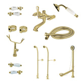 Vintage Three-Handle 2-Hole Freestanding Clawfoot Tub Faucet Package with Supply Line, Hand Shower and Tub Drain