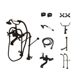 Vintage Two-Handle 2-Hole Freestanding Clawfoot Tub Faucet Package with Supply Line, Hand Shower and Tub Drain