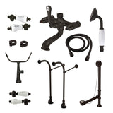 Vintage Three-Handle 2-Hole Freestanding Clawfoot Tub Faucet Package with Supply Line, Hand Shower and Tub Drain