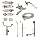 Vintage Three-Handle 2-Hole Freestanding Clawfoot Tub Faucet Package with Supply Line, Hand Shower and Tub Drain