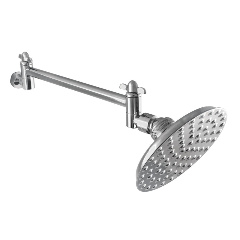 Victorian 5-1/4-Inch Round Raindrop Brass Shower Head with 10-Inch High-Low Adjustable Shower Arm