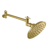 Victorian 5-1/4-Inch Round Raindrop Brass Shower Head with 10-Inch High-Low Adjustable Shower Arm
