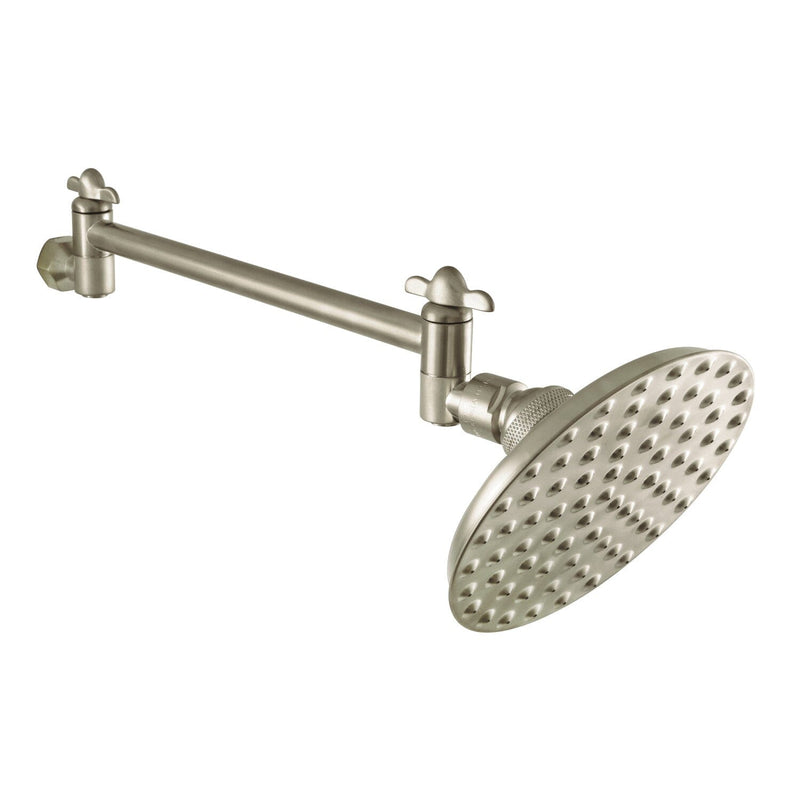 Victorian 5-1/4-Inch Round Raindrop Brass Shower Head with 10-Inch High-Low Adjustable Shower Arm