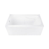 Aqua Eden 54-Inch Acrylic Rectangular 3-Wall Alcove Tub Combo with Armrests and Waste and Overflow Drain (Left Hand Drain)