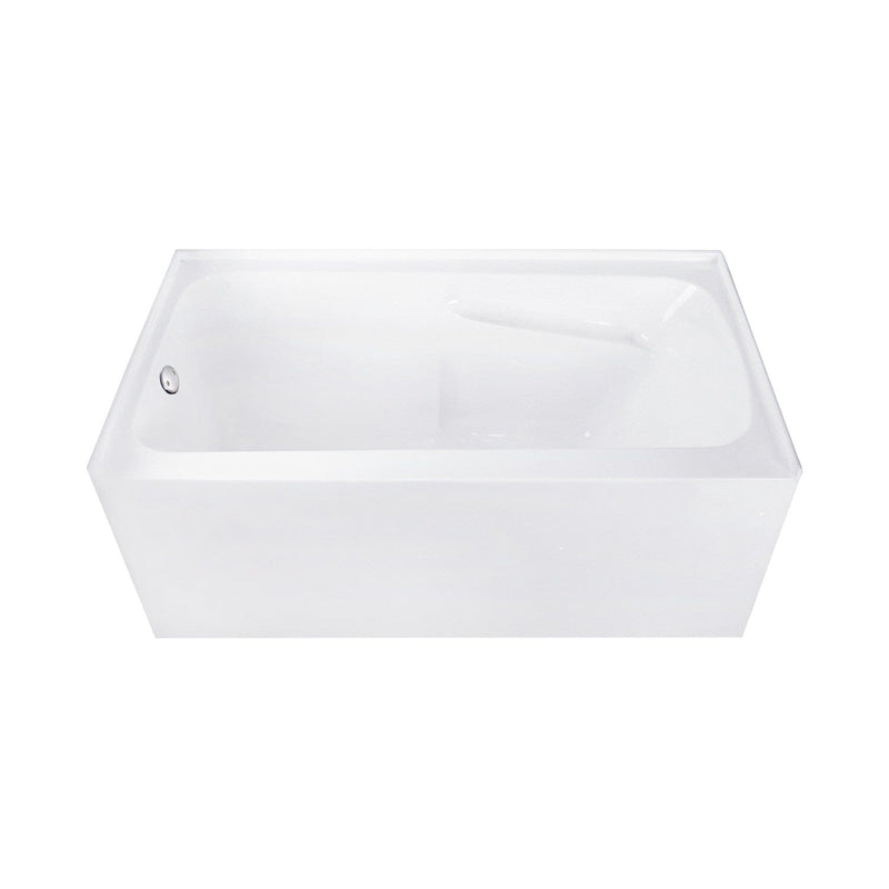 Aqua Eden 54-Inch Acrylic Rectangular 3-Wall Alcove Tub Combo with Armrests and Waste and Overflow Drain (Left Hand Drain)