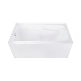 Aqua Eden 54-Inch Acrylic Rectangular 3-Wall Alcove Tub Combo with Armrests and Waste and Overflow Drain (Left Hand Drain)