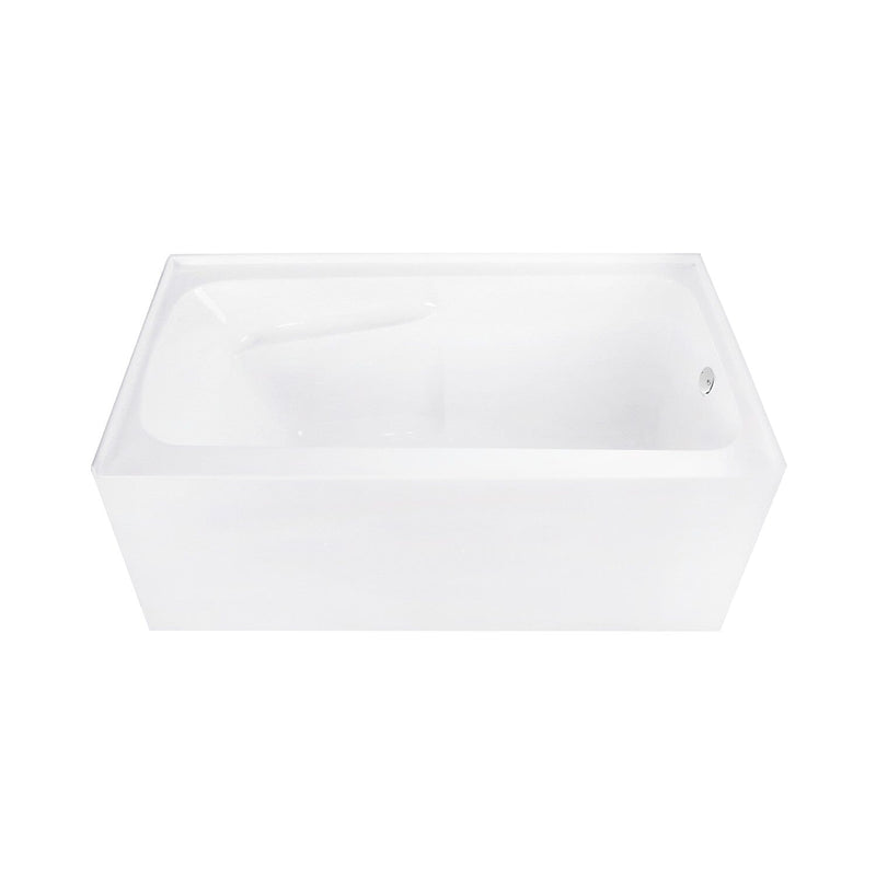 Aqua Eden 54-Inch Acrylic Rectangular 3-Wall Alcove Tub Combo with Armrests and Waste and Overflow Drain (Right Hand Drain)