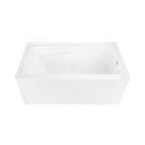 Aqua Eden 54-Inch Acrylic Rectangular 3-Wall Alcove Tub Combo with Armrests and Waste and Overflow Drain (Right Hand Drain)