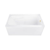 Aqua Eden 54-Inch Acrylic Rectangular 3-Wall Alcove Tub Combo with Armrests and Waste and Overflow Drain (Right Hand Drain)
